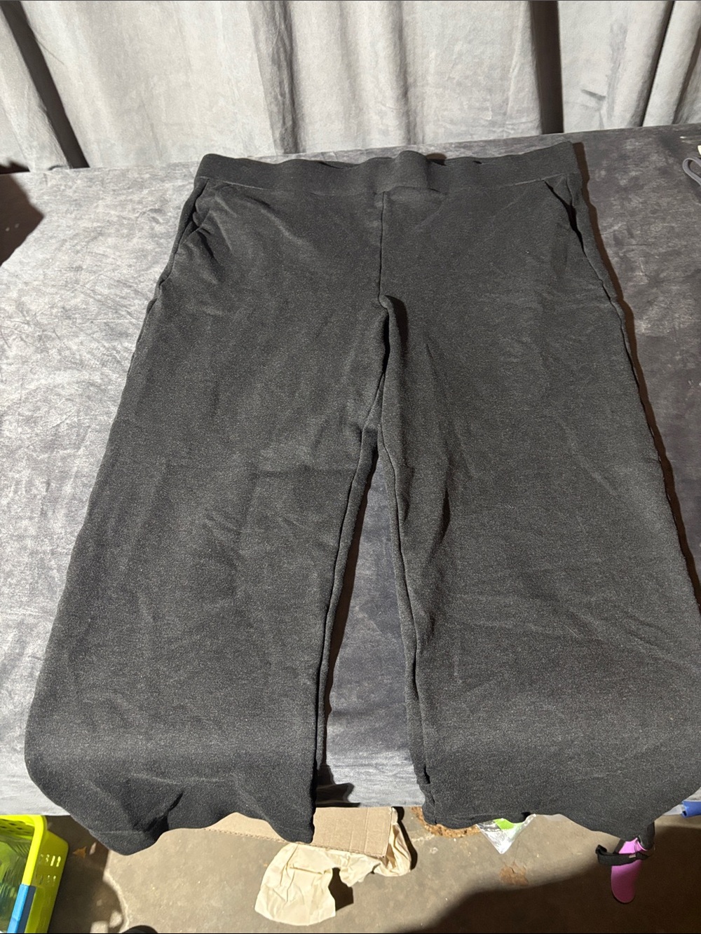 LOFT Black Stretch Wide-Leg Trousers